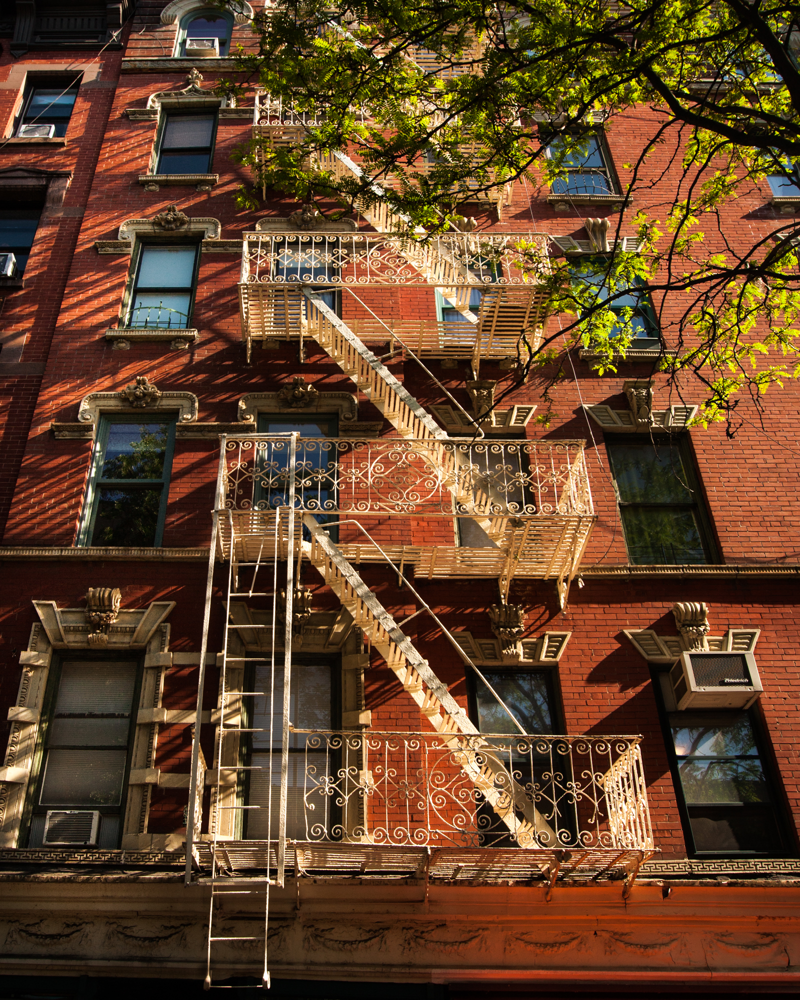 photograph by Bryan Hatchett, copyright, Bryan Hatchett, color photograph, fire escape at the corner of West 4th St. and Perry St., New York City